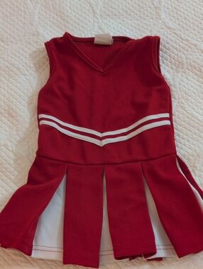 Toddler Red Sleeveless Cheer Style Pleated Dress with White Trim